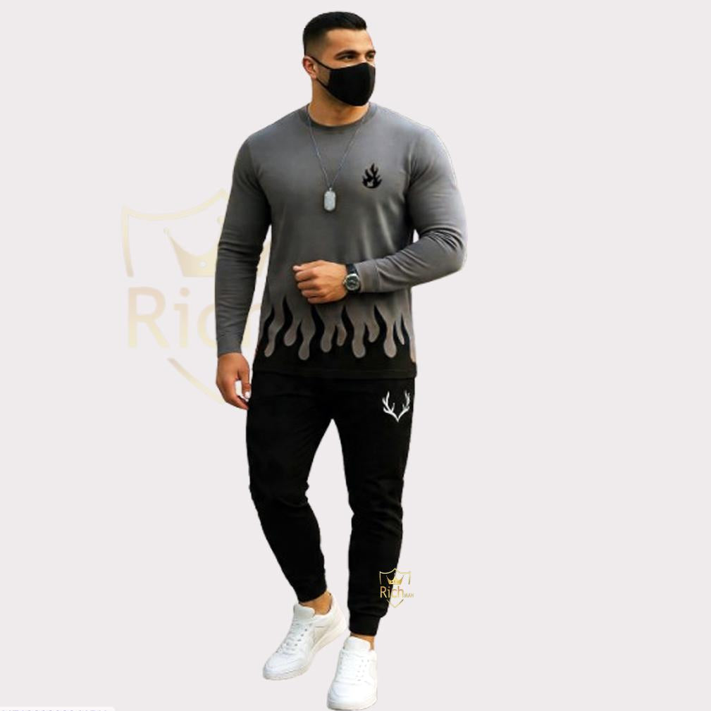 2 Pcs Men's Micro Printed Track-Suit