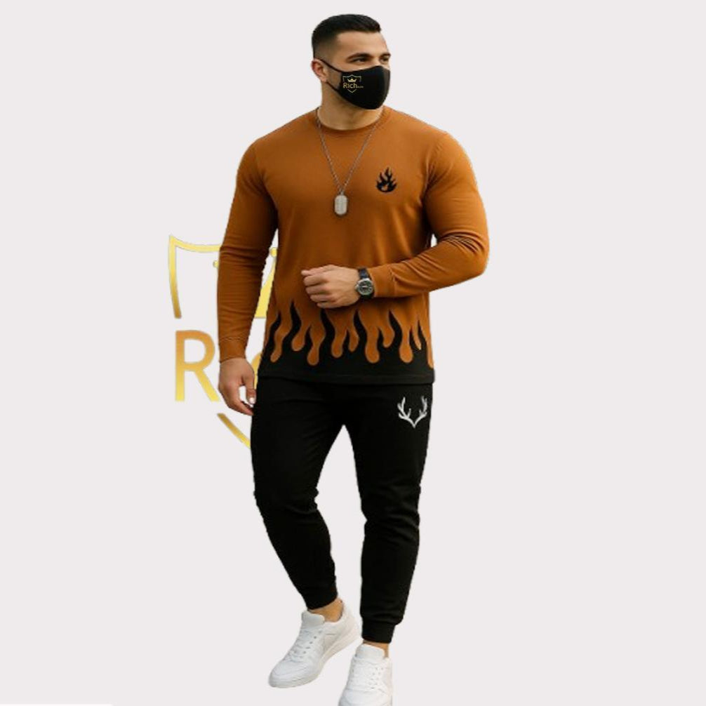 2 Pcs Men's Micro Printed Track-Suit